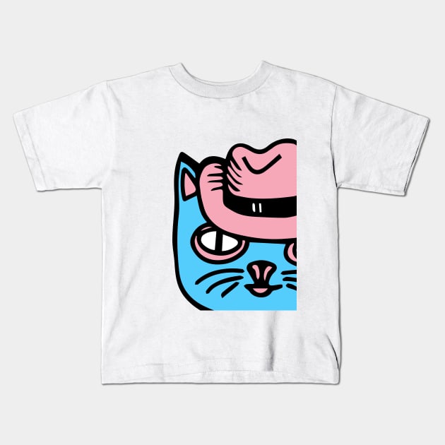 Cat in transgender pride colors Kids T-Shirt by teesdottop